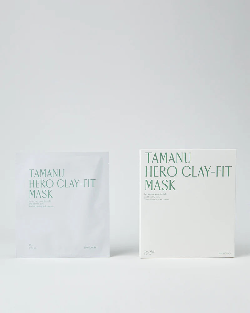 Pink Wonder Tamanu Hero Clay-Fit Mask Solution | for Pores, Blackheads & Breakouts | 3-Pack Sheet