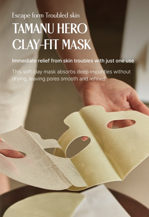 Pink Wonder Tamanu Hero Clay-Fit Mask Solution | for Pores, Blackheads & Breakouts | 3-Pack Sheet