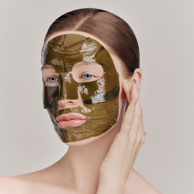 Whamisa Organic Kelp Leaf Sheet Mask for glass skin and barrier repair.