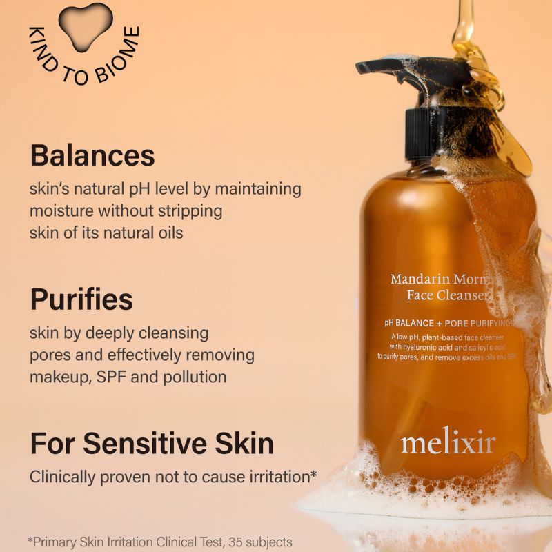 Melixir Mandarin Morning Face Cleanser | Korean Face Wash - Dull, Dry, Acne-prone skin (250ml)