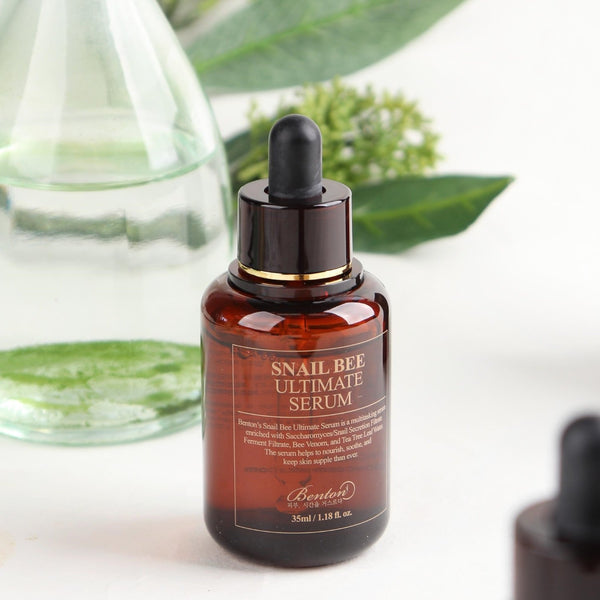 Benton Snail Bee Ultimate Serum - natural skin care, complexion boosting serum with a potent combo of snail mucin, hyaluronic acid and bee venom for intense hydration and to help fade dark spots and acne scars.